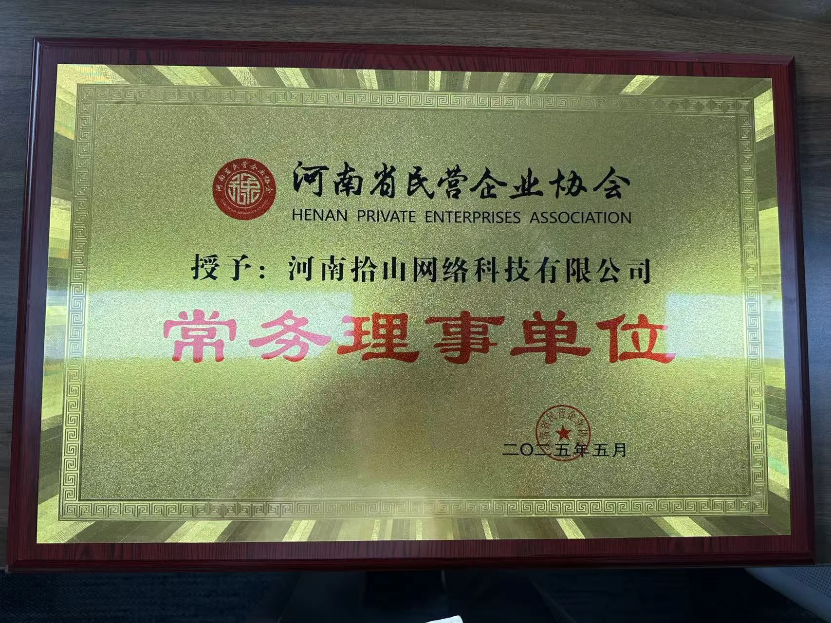 河南省民营企业协会常务理事单位授牌